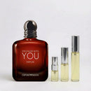 Décant Fragsplit de Stronger With You Parfum par Emporio Armani, en formats 1 ml à 10 ml pour essayer ses notes ambrées sur la peau.