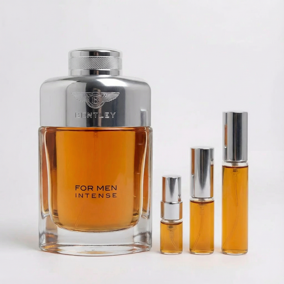 Décant Fragsplit de Bentley For Men Intense, parfum masculin aux notes de rhum, cuir et encens, en formats 1 ml à 10 ml, livré en Suisse et France.
