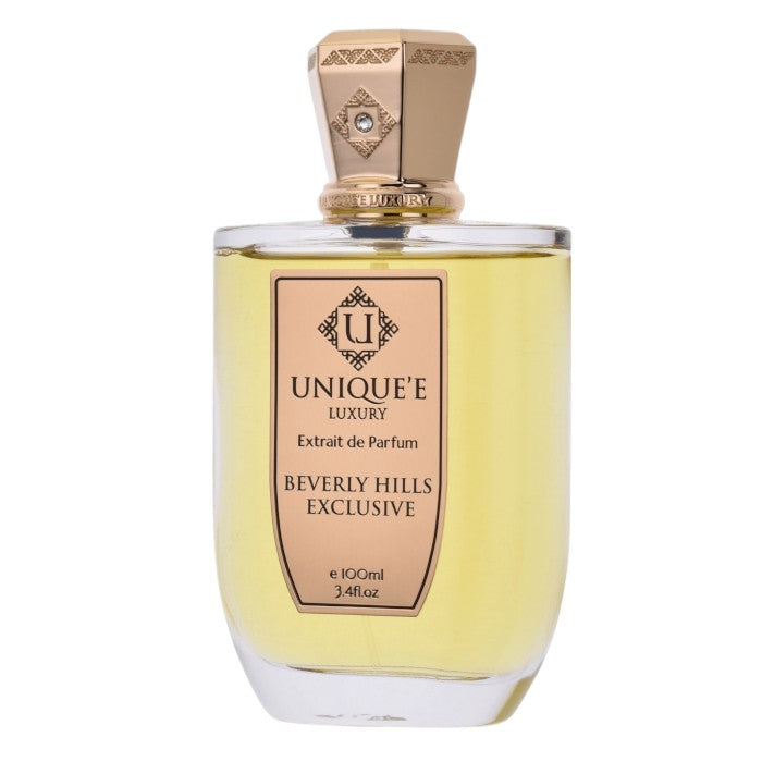 Échantillon Beverly Hills Exclusive de Unique'e Luxury chez Fragsplit, en petit format pour tester avant d’acheter, livré en Suisse et France.