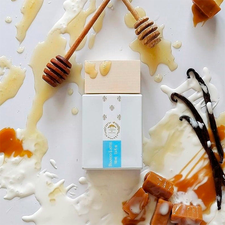 Petit format de Bianco Latte par Giardini di Toscana, décant Fragsplit de 1 ml, 2 ml, 5 ml ou 10 ml pour tester ce parfum gourmand.