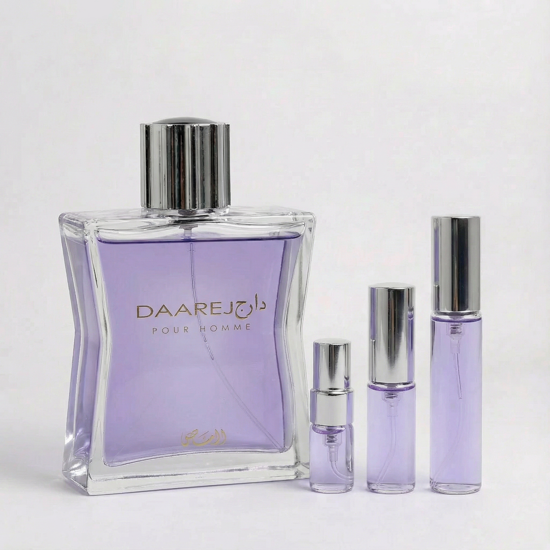 Décant Fragsplit de Daarej de Rasasi, parfum épicé et vanillé à essayer sur la peau, en formats 1 ml, 2 ml, 5 ml ou 10 ml.