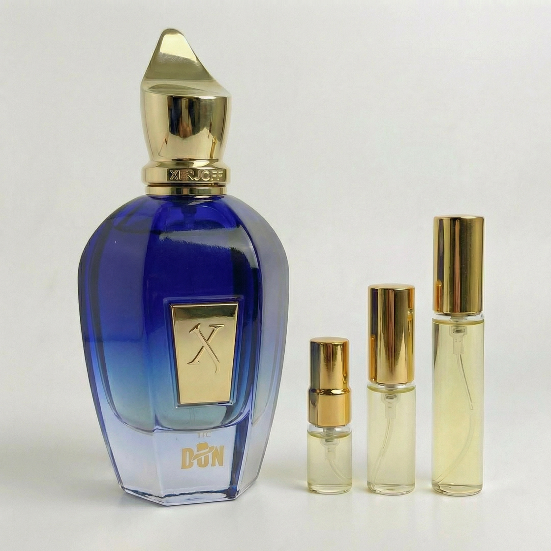 Décant Fragsplit de Don de Xerjoff, parfum unisexe à essayer sur la peau en formats 1 ml, 2 ml, 5 ml ou 10 ml, livré en Suisse et France.