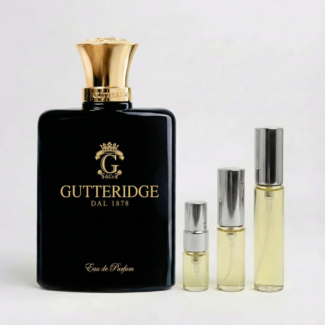 Décant Fragsplit de Gutteridge par Gutteridge, en formats 1 ml, 2 ml, 5 ml ou 10 ml pour tester ce parfum masculin sur la peau.