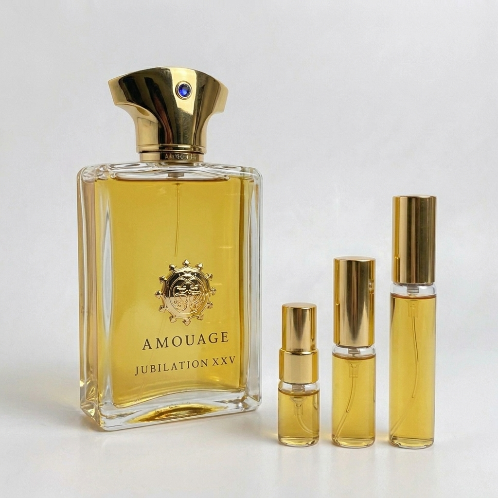 Décant Fragsplit de Jubilation XXV par Amouage, en formats 1ml, 2ml, 5ml ou 10ml, pour tester ce parfum masculin sur la peau.