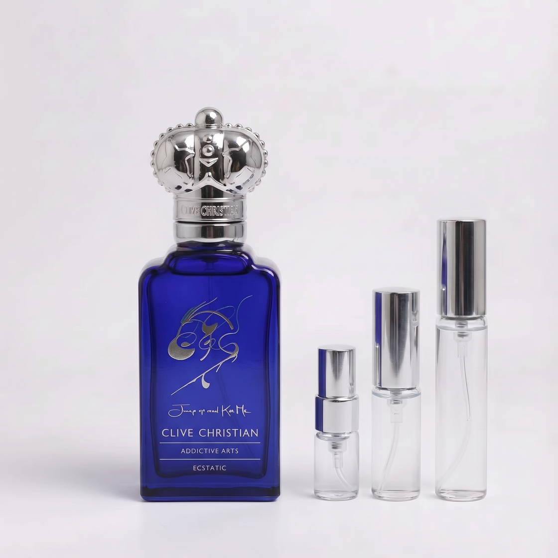 Fragsplit-Abfüllung von Jump up and Kiss Me Ecstatic von Clive Christian, 1-ml- bis 10-ml-Probe zum Testen dieses femininen Dufts auf der Haut.