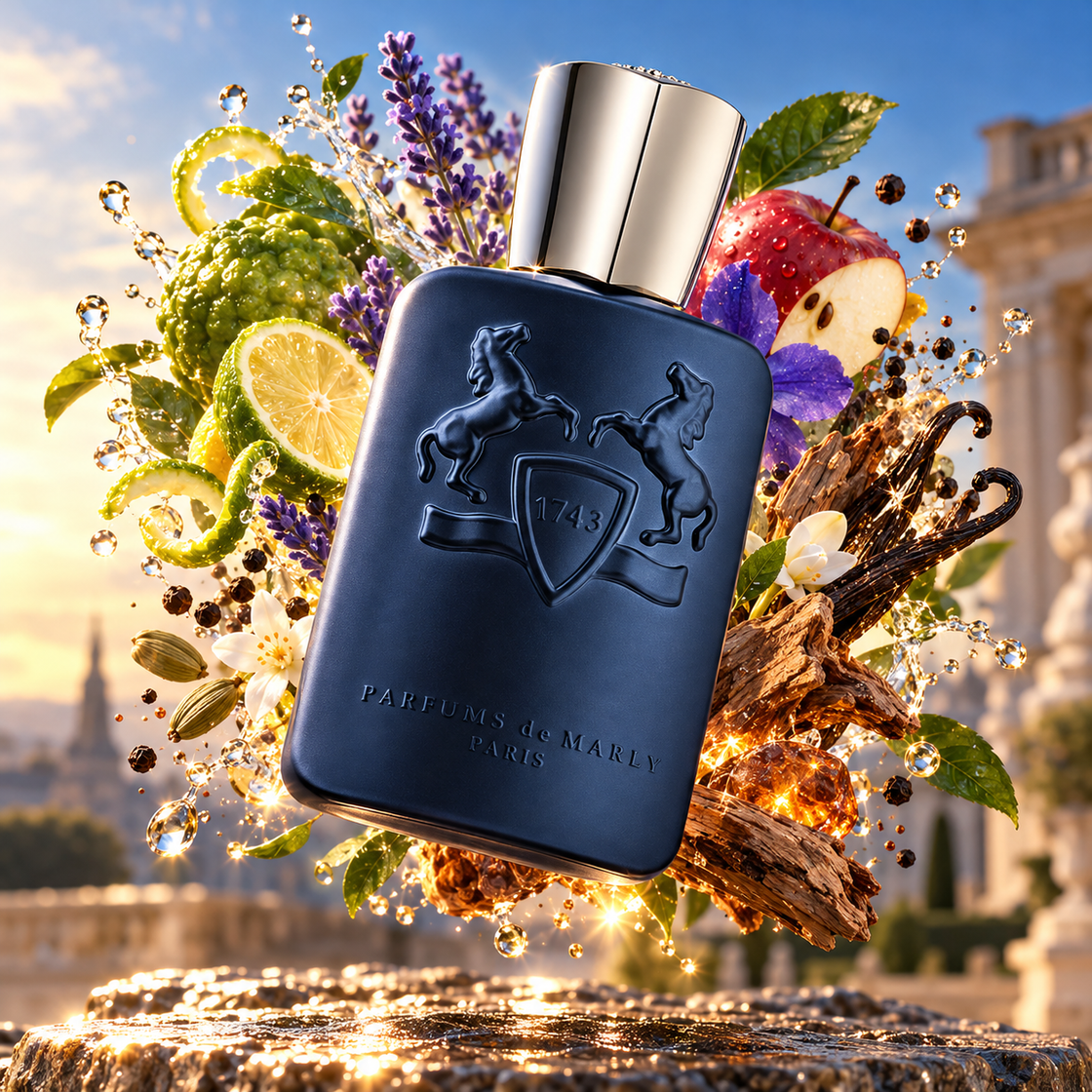 Découvrez Layton de Parfums de Marly avec le sample officiel Fragsplit, à essayer sur la peau avant achat, livraison en Suisse et France.