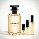 Décant Fragsplit de L'Immensité de Louis Vuitton, parfum masculin frais aux notes d'agrumes et de gingembre, en formats 1 ml à 10 ml.