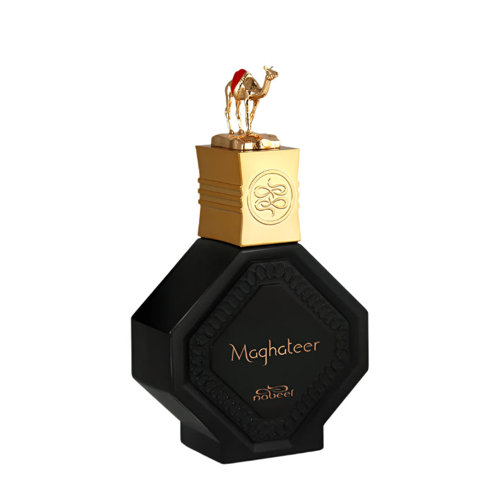 Échantillon Maghateer de Nabeel par Fragsplit, disponible en formats 1 ml, 2 ml, 5 ml et 10 ml pour tester avant d’acheter en Suisse.