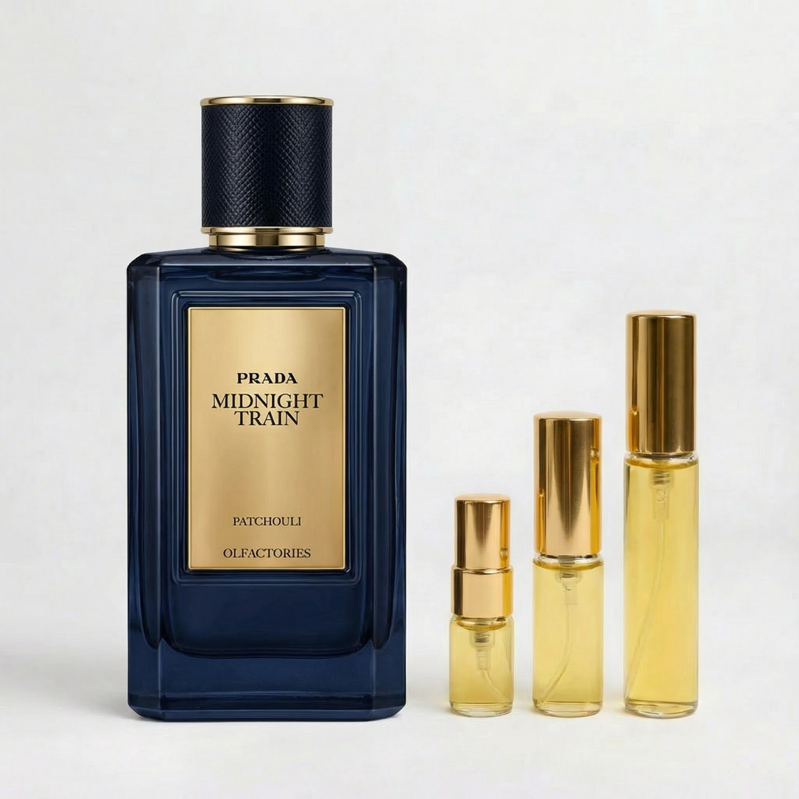 Décant Fragsplit de Midnight Train par Prada Olfactories, en formats 1 ml à 10 ml pour tester sur la peau, livré en Suisse et en France.
