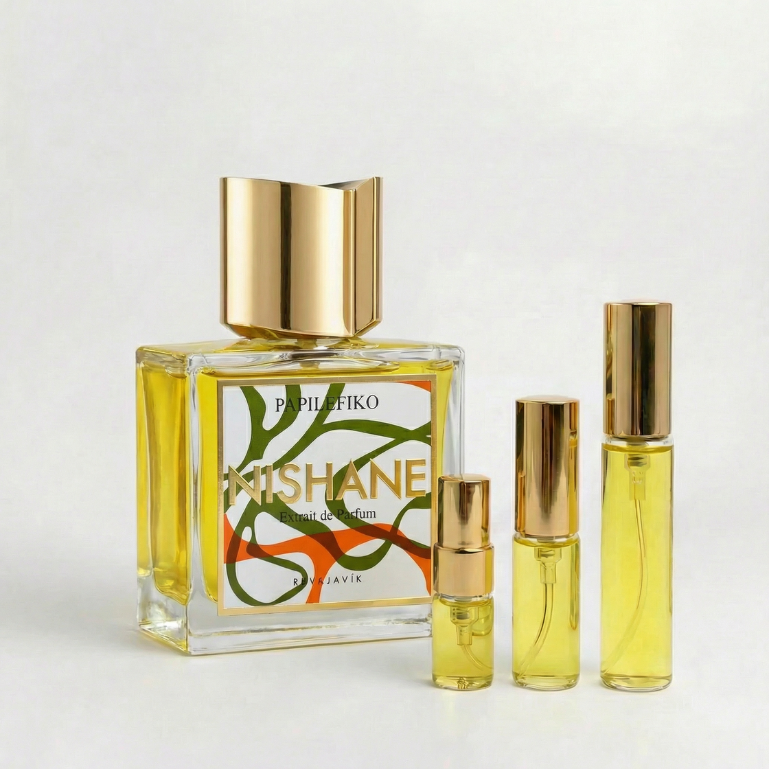 Décant Papilefiko de Nishane par Fragsplit, en formats 1 ml, 2 ml, 5 ml ou 10 ml, pour tester ce parfum sur la peau en Suisse et France.