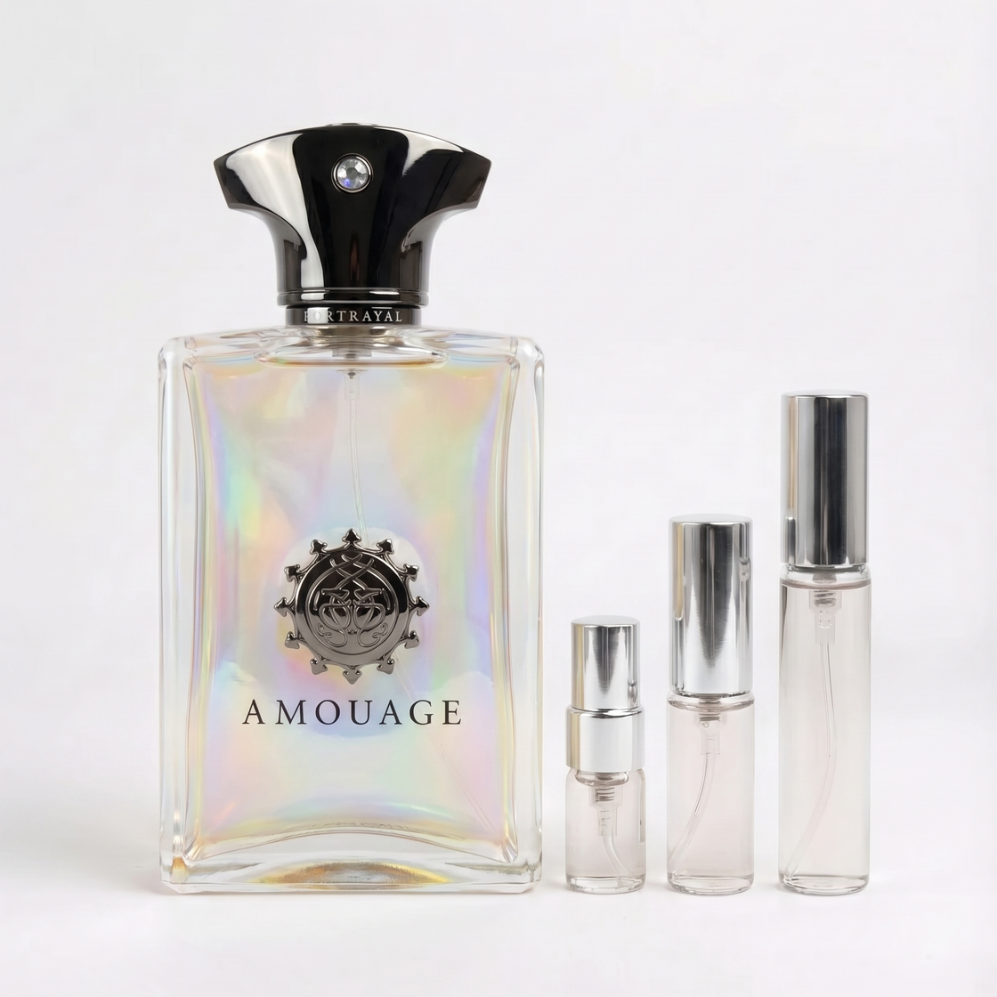 Décant Portrayal d'Amouage pour homme : échantillon Fragsplit en 1 ml, 2 ml, 5 ml ou 10 ml, idéal pour essayer sur la peau.