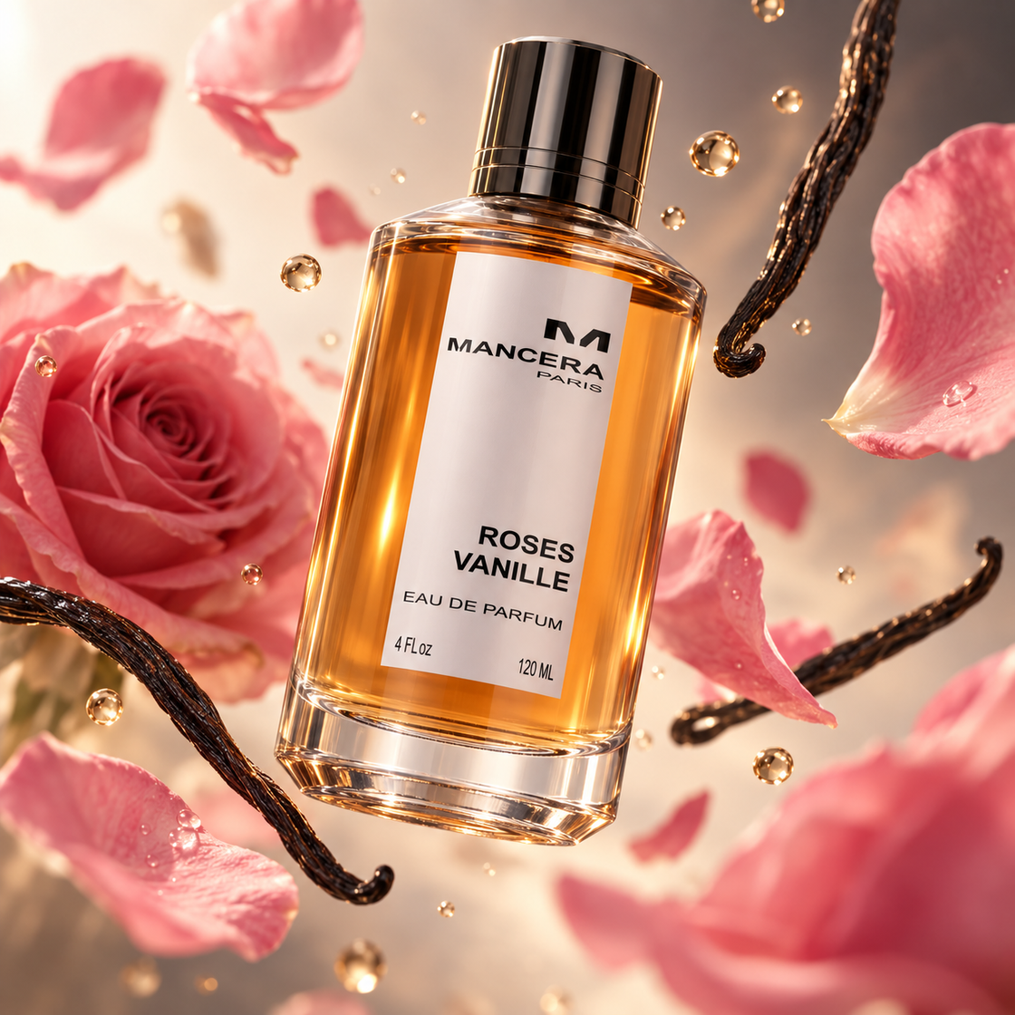 Petit format Fragsplit de Roses Vanille signé Mancera, à essayer sur la peau avant achat pour découvrir son mélange gourmand de rose, vanille et musc.