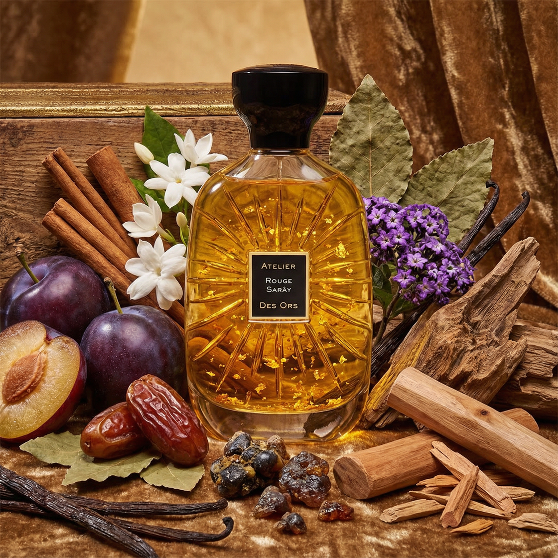 Testez Rouge Saray d’Atelier des Ors en décant Fragsplit de 1 ml, 2 ml, 5 ml ou 10 ml, pour découvrir son accord ambré et gourmand.