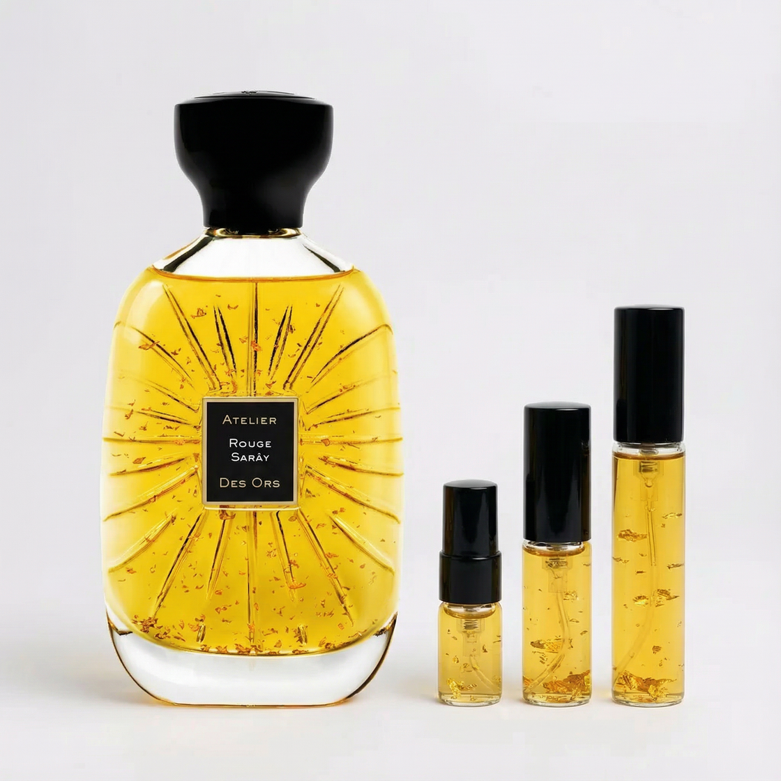 Décant Rouge Saray d’Atelier des Ors, parfum unisexe fruité, épicé et ambré, proposé en formats 1 ml à 10 ml chez Fragsplit.