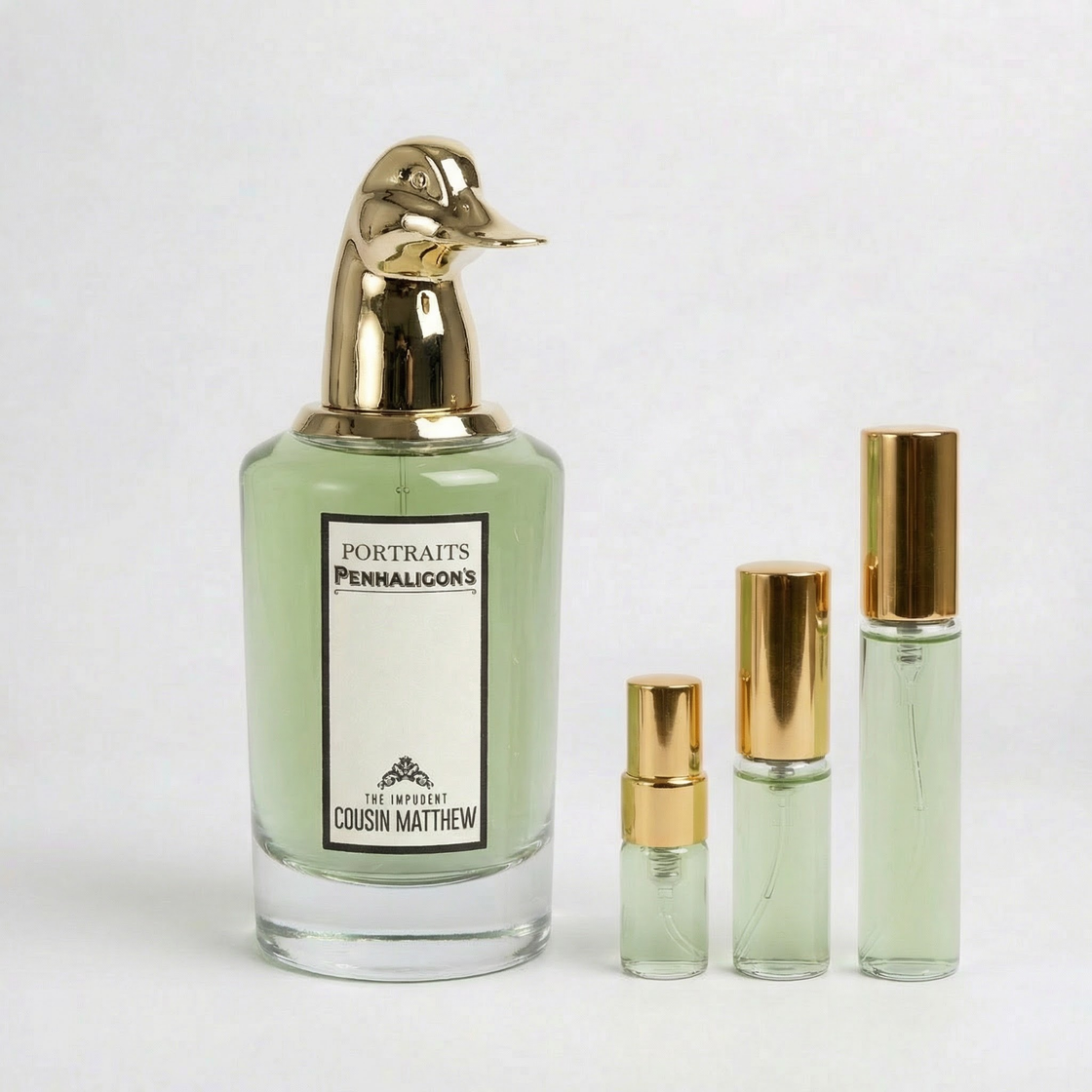 Décant Fragsplit de The Impudent Cousin Matthew de Penhaligon's, parfum masculin frais aux agrumes, en formats 1 ml, 2 ml, 5 ml ou 10 ml.