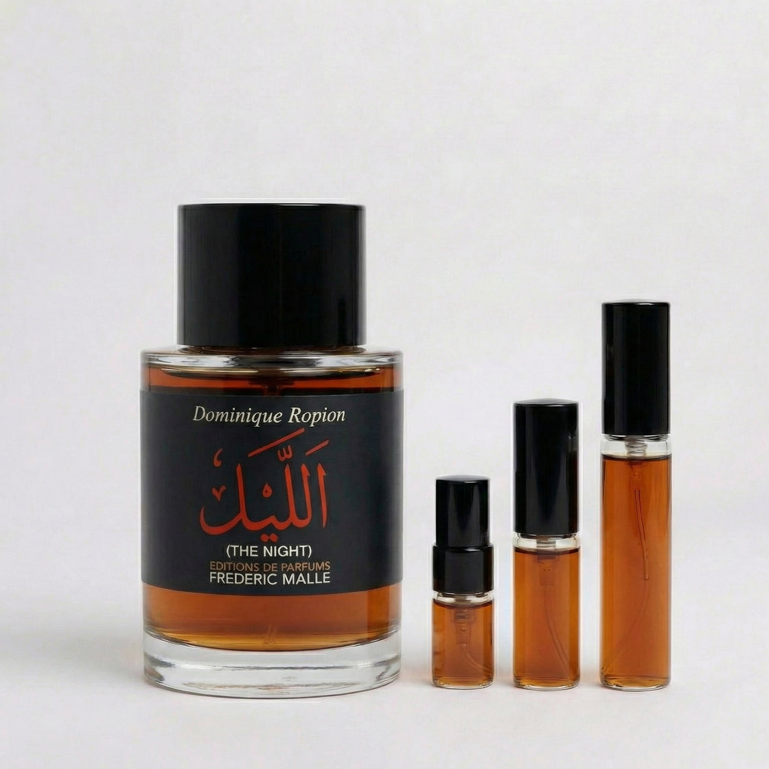 Décant Fragsplit de The Night par Frederic Malle, en formats 1 ml, 2 ml, 5 ml ou 10 ml, pour essayer ce parfum sur la peau en Suisse et France.