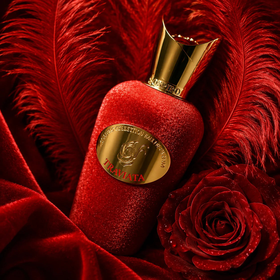 Traviata de Sospiro en échantillon original Fragsplit : sample officiel pour essayer le parfum sur la peau avant achat, livraison Suisse et France.