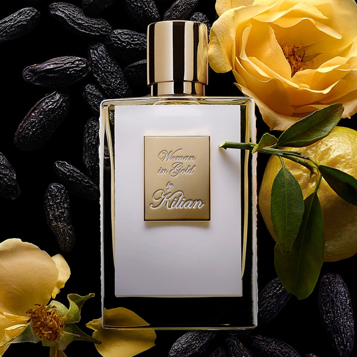 Essayez Woman in Gold de Kilian en petit format Fragsplit de 1 ml à 10 ml, un décant pratique avec livraison en Suisse et en France.